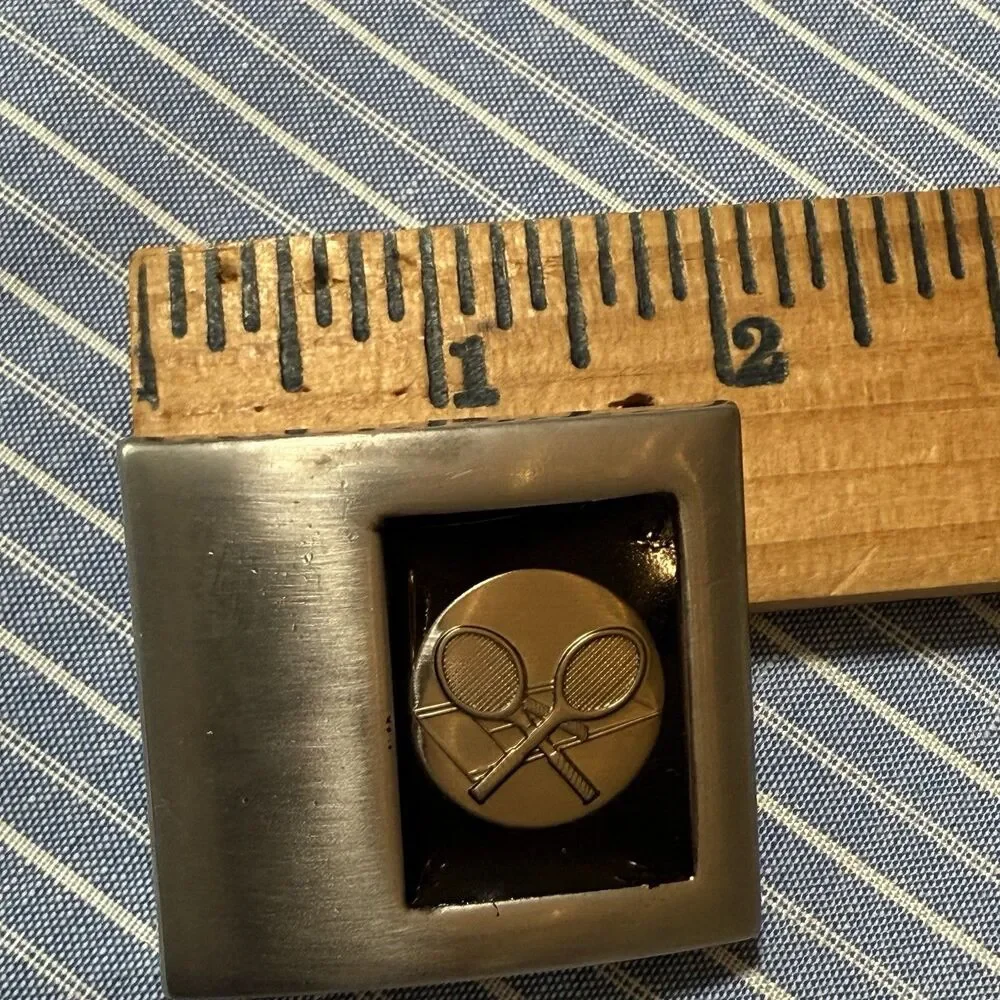 Vintage‎ Lee NY Tennis Racket Belt Buckle Silver Tone USA